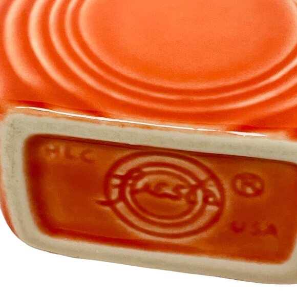 Vintage Fiesta Ware Small Tangerine Disk Pitcher‎ 4.5 inches tall, 6 inches wide - Picture 4 of 6